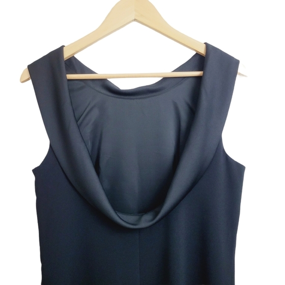 Trina Turk Black Nika Shift Dress Size 6 Sleeveless Crepe Drape Back Minimalist - Picture 6 of 9